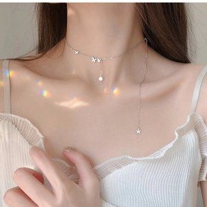 NEW Sterling Silver Diamond Butterfly Necklace